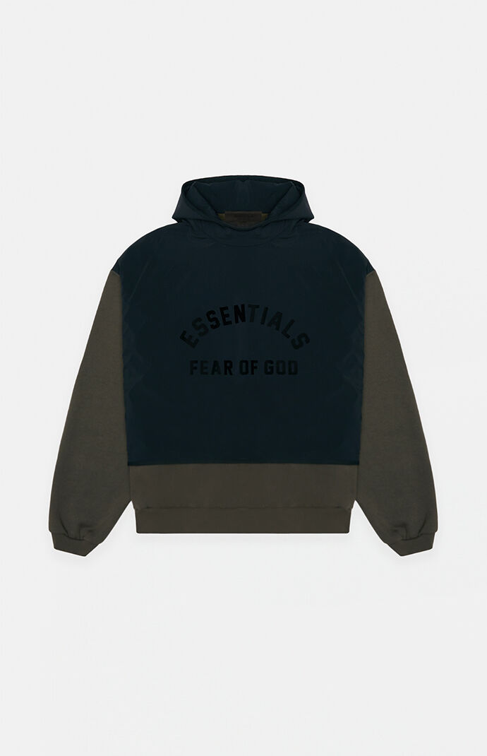Fear of God Ink Jet Black Nylon Fleece Hooded Sweatshirt