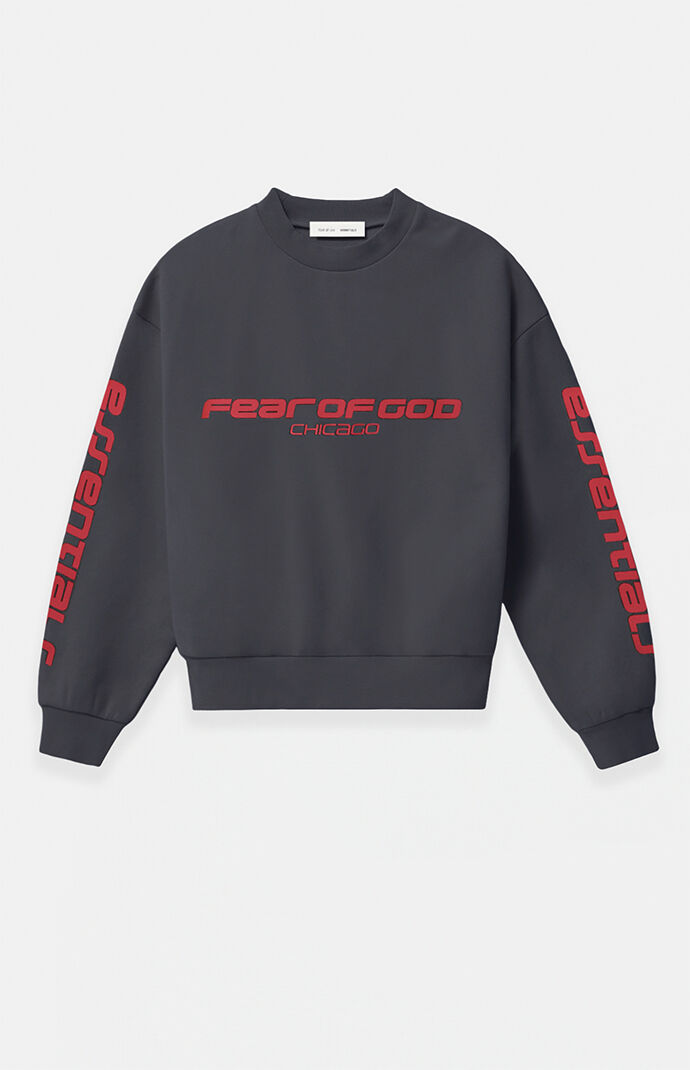 Fear of God Iron Gray Crew Neck Cropped Relaxed Sweatshirt