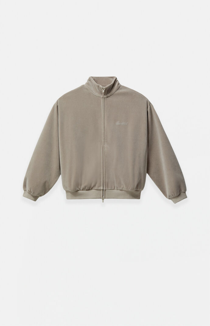 Fear of God Kids Smoke Grey Classic Fit Velour Track Jacket