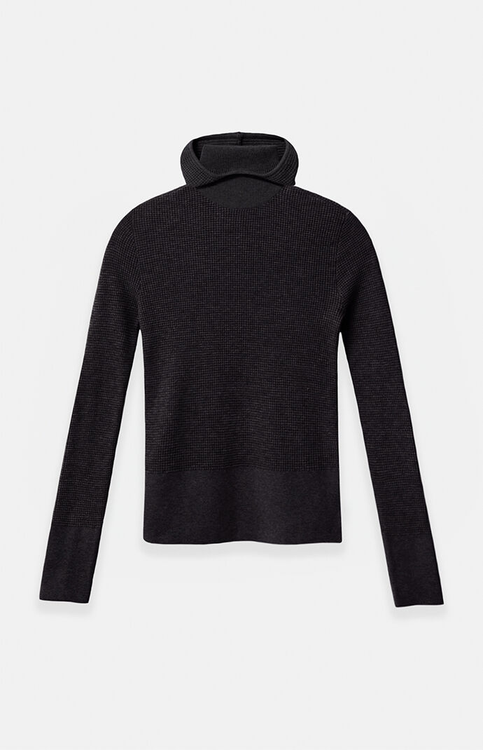 Fear of God Women's Jet Black Waffle Knit Tight Hooded Sweater